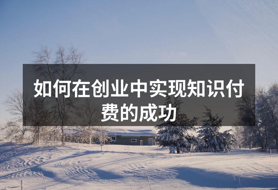 如何在创业中实现知识付费的成功
