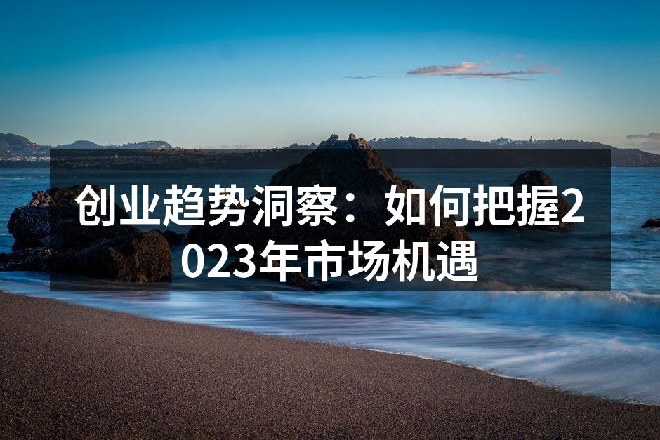 创业趋势洞察：如何把握2023年市场机遇